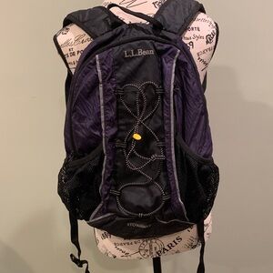 L.L. Bean Purple and Black Stowaway Nylon Backpack Hiking Outdoors Travel School